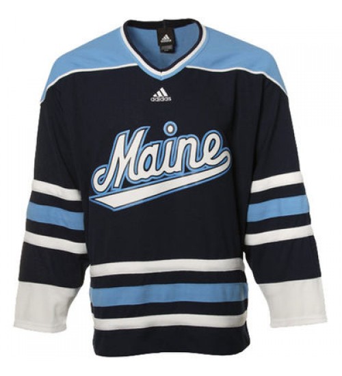 Custom Maine Black Bears Hockey Jersey Dark Blue